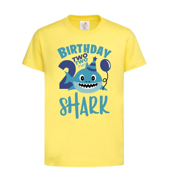 Детская футболка Birthday Shark two two two Лимонный фото