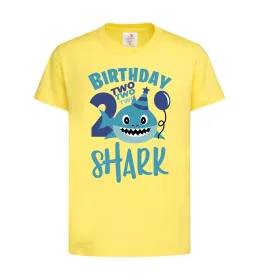 Дитяча футболка Birthday Shark two two two Лимонний фото