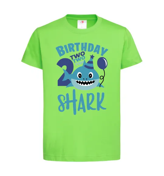 Детская футболка Birthday Shark two two two Лаймовый фото