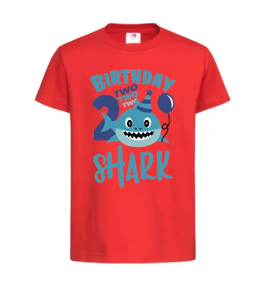 Детская футболка Birthday Shark two two two Красный фото