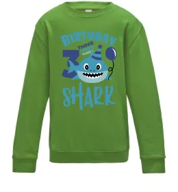 Детский Свитшот Birthday Shark three three three Лаймовый фото