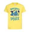 Детская футболка Birthday Shark three three three Лимонный фото