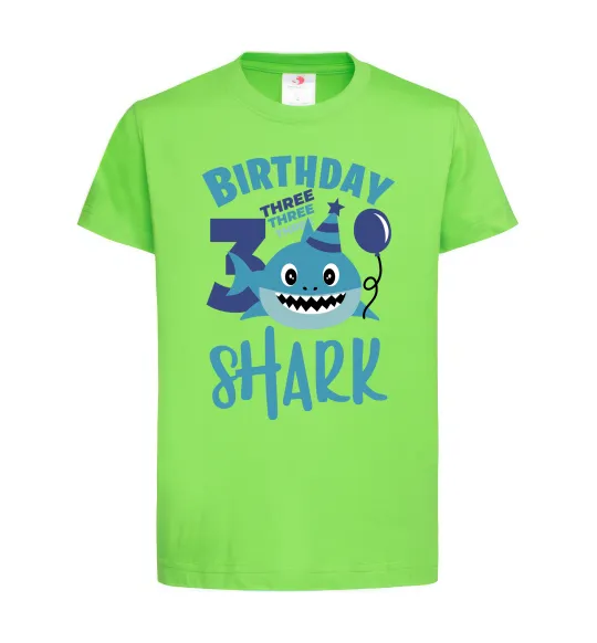 Детская футболка Birthday Shark three three three Лаймовый фото