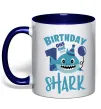 Чашка з кольоровою ручкою Birthday Shark One One One Глибокий темно-синій фото