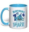 Чашка з кольоровою ручкою Birthday Shark One One One Блакитний фото