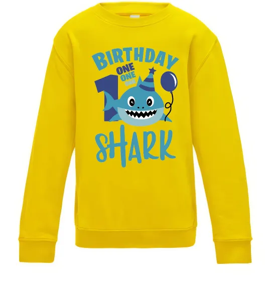 Дитячий світшот Birthday Shark One One One Сонячно жовтий фото