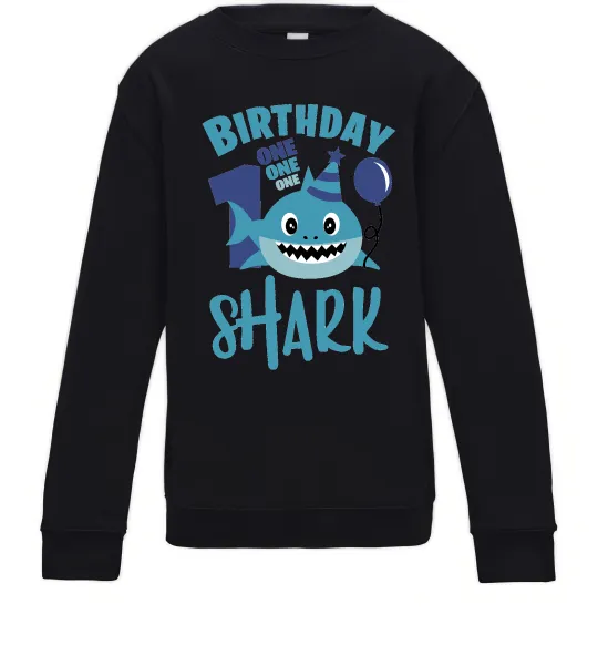 Дитячий світшот Birthday Shark One One One Чорний фото