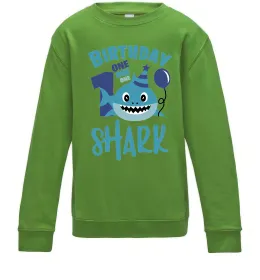 Детский Свитшот Birthday Shark One One One Лаймовый фото