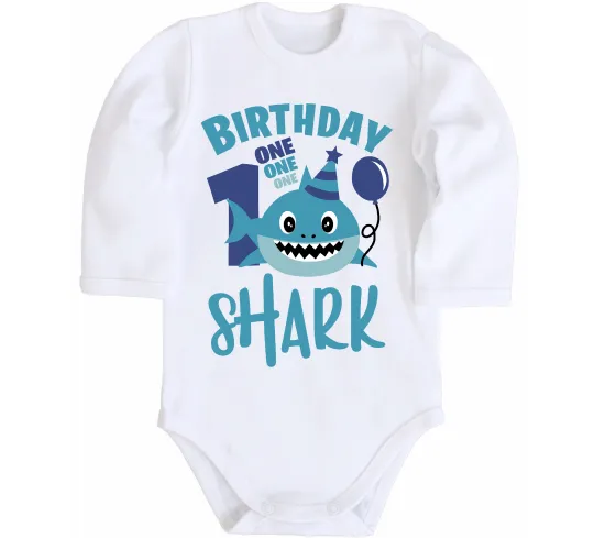 Дитячий бодік Birthday Shark One One One Білий фото