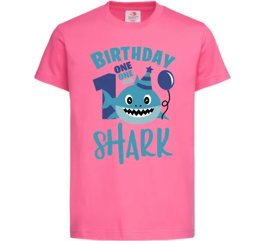 Дитяча футболка Birthday Shark One One One Яскраво-рожевий фото