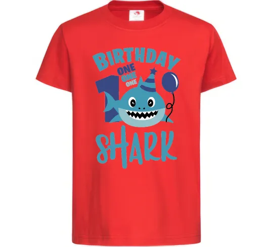 Дитяча футболка Birthday Shark One One One Червоний фото