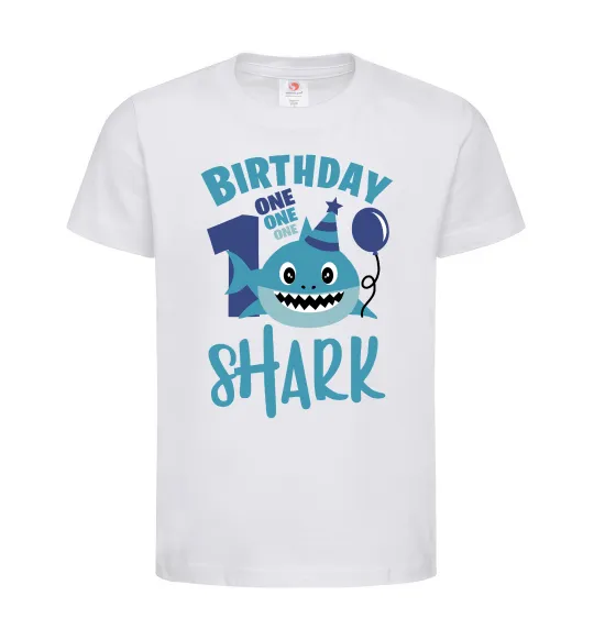 Детская футболка Birthday Shark One One One Белый фото