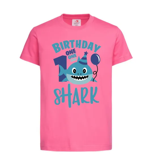 Детская футболка Birthday Shark One One One Ярко-розовый фото