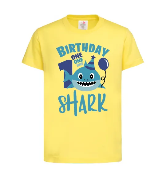 Детская футболка Birthday Shark One One One Лимонный фото