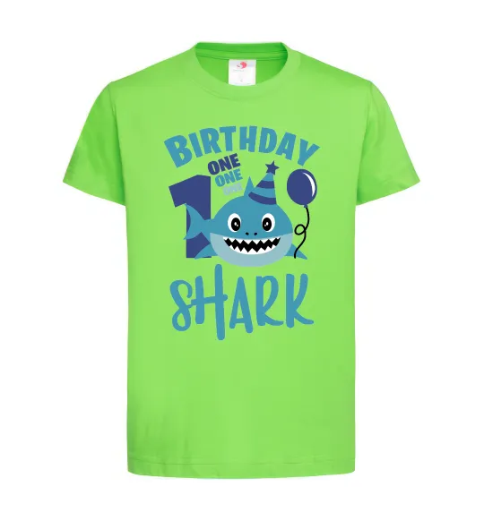 Детская футболка Birthday Shark One One One Лаймовый фото