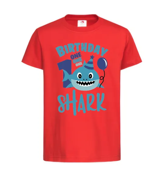 Детская футболка Birthday Shark One One One Красный фото