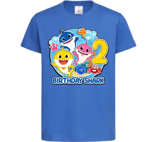 Детская футболка Birthday shark 2 years Ярко-синий фото