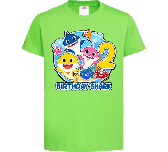 Детская футболка Birthday shark 2 years Лаймовый фото