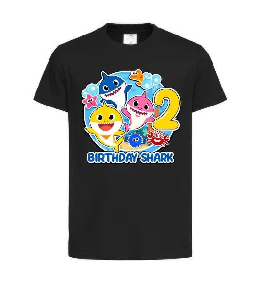 Детская футболка Birthday shark 2 years Черный фото
