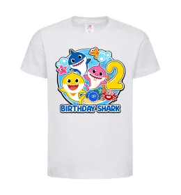 Дитяча футболка Birthday shark 2 years Білий фото