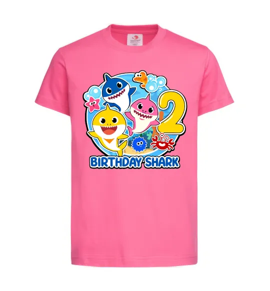 Детская футболка Birthday shark 2 years Ярко-розовый фото