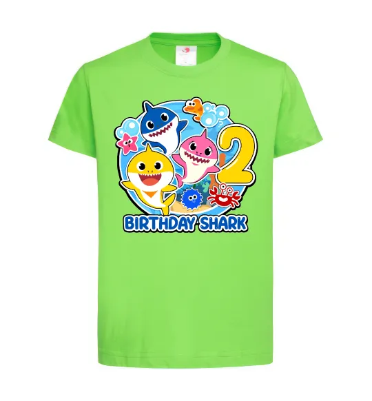 Детская футболка Birthday shark 2 years Лаймовый фото