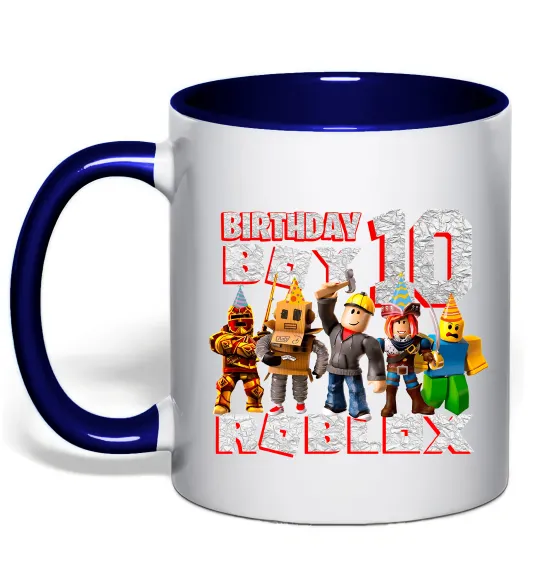 Чашка с цветной ручкой Roblox Birthday boy 10 Глубокий темно-синий фото