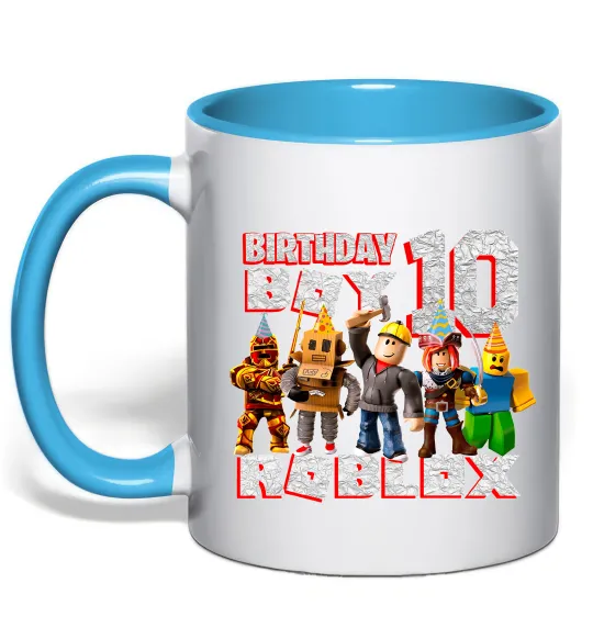 Чашка с цветной ручкой Roblox Birthday boy 10 Голубой фото