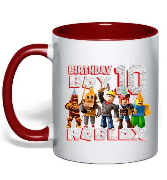 Чашка с цветной ручкой Roblox Birthday boy 10 Красный фото