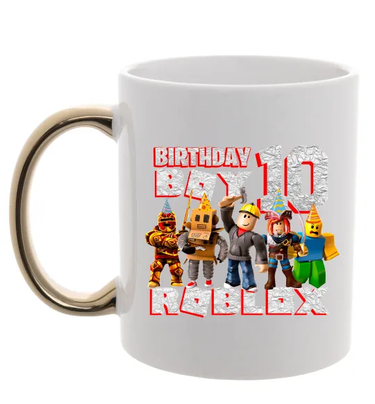 Чашка с цветной ручкой Roblox Birthday boy 10 Золото фото