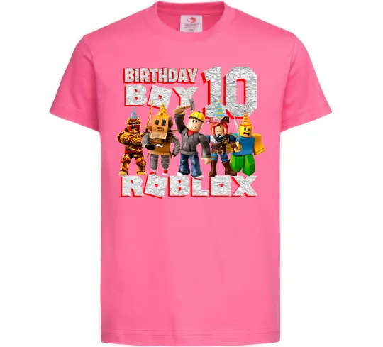 Дитяча футболка Roblox Birthday boy 10 Яскраво-рожевий фото