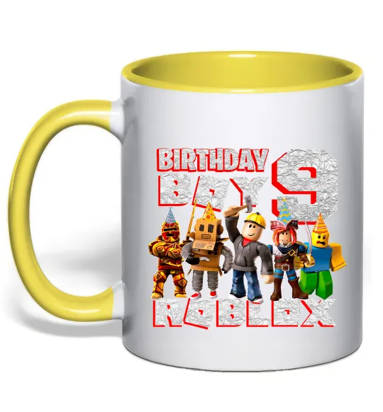 Чашка с цветной ручкой Roblox Birthday boy 9 Лимонный фото