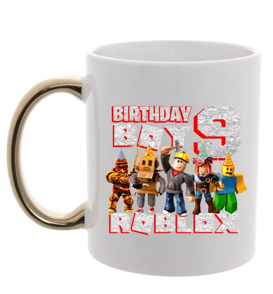 Чашка с цветной ручкой Roblox Birthday boy 9 Золото фото