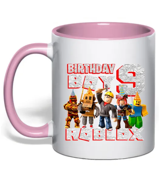 Чашка с цветной ручкой Roblox Birthday boy 9 Нежно розовый фото