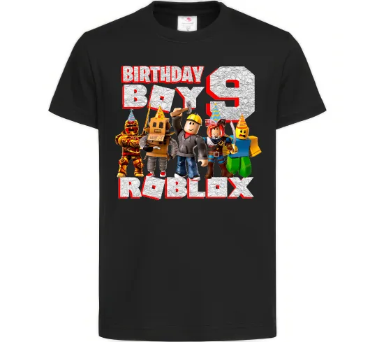 Детская футболка Roblox Birthday boy 9 Черный фото
