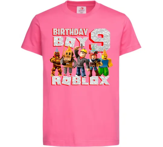 Детская футболка Roblox Birthday boy 9 Ярко-розовый фото