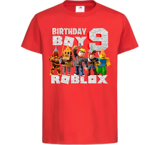 Детская футболка Roblox Birthday boy 9 Красный фото