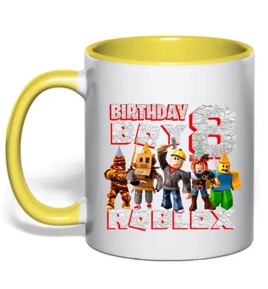 Чашка с цветной ручкой Roblox Birthday Boy 8 Лимонный фото