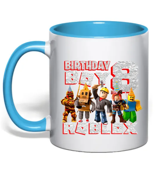 Чашка с цветной ручкой Roblox Birthday Boy 8 Голубой фото