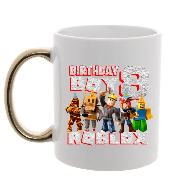 Чашка с цветной ручкой Roblox Birthday Boy 8 Золото фото