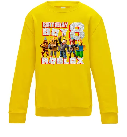 Детский Свитшот Roblox Birthday Boy 8 Солнечно желтый фото