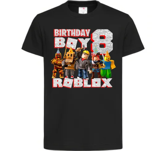 Детская футболка Roblox Birthday Boy 8 Черный фото
