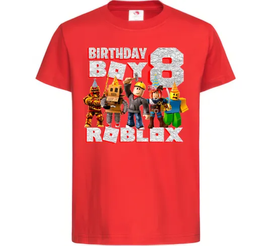 Детская футболка Roblox Birthday Boy 8 Красный фото