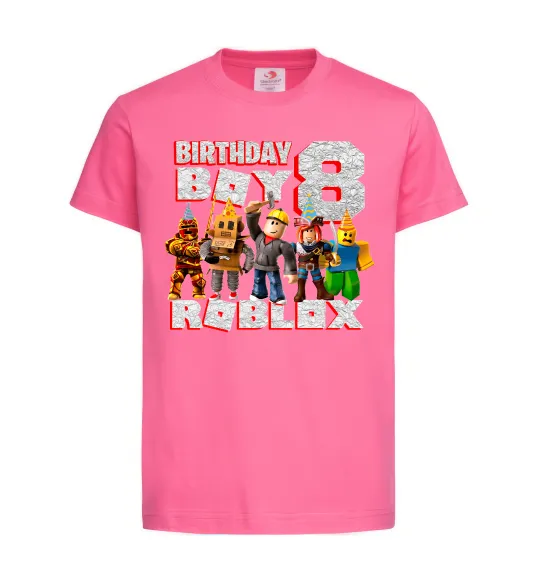 Детская футболка Roblox Birthday Boy 8 Ярко-розовый фото