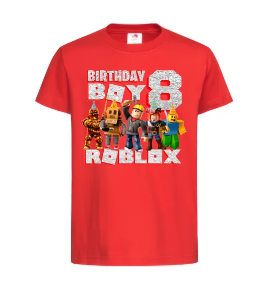 Детская футболка Roblox Birthday Boy 8 Красный фото