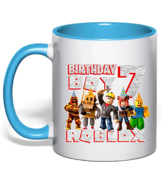 Чашка з кольоровою ручкою Roblox Birthday Boy 7 Блакитний фото