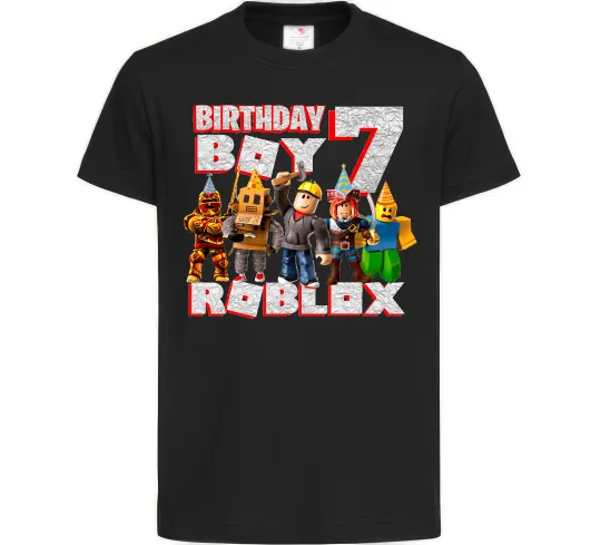 Дитяча футболка Roblox Birthday Boy 7 Чорний фото