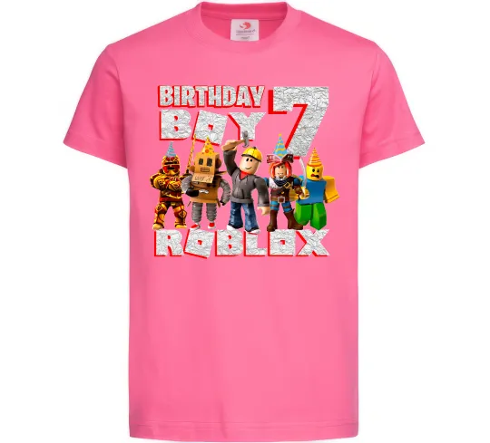 Дитяча футболка Roblox Birthday Boy 7 Яскраво-рожевий фото