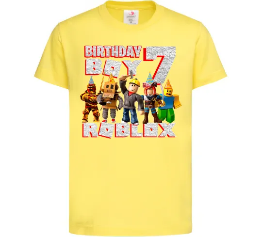 Дитяча футболка Roblox Birthday Boy 7 Лимонний фото