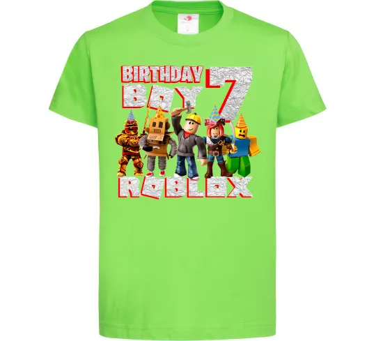 Дитяча футболка Roblox Birthday Boy 7 Лаймовий фото